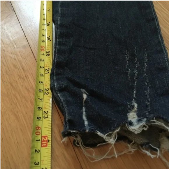 ZARA z1975 Mid Rise Denim Medium Wash Distressed Skinny Blue Jeans - Size 6 - Picture 10 of 11